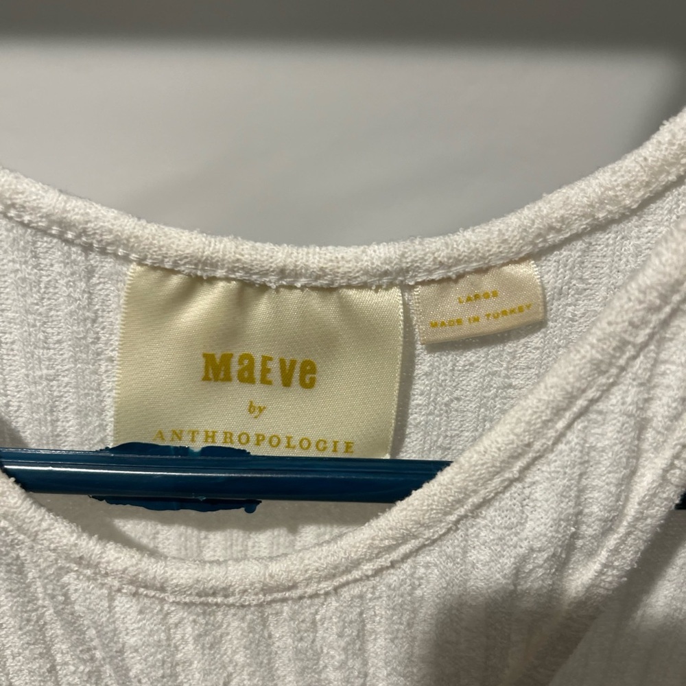 Anthropologie Maeve Ivory Ribbed Tank Top - Picture 3 of 4